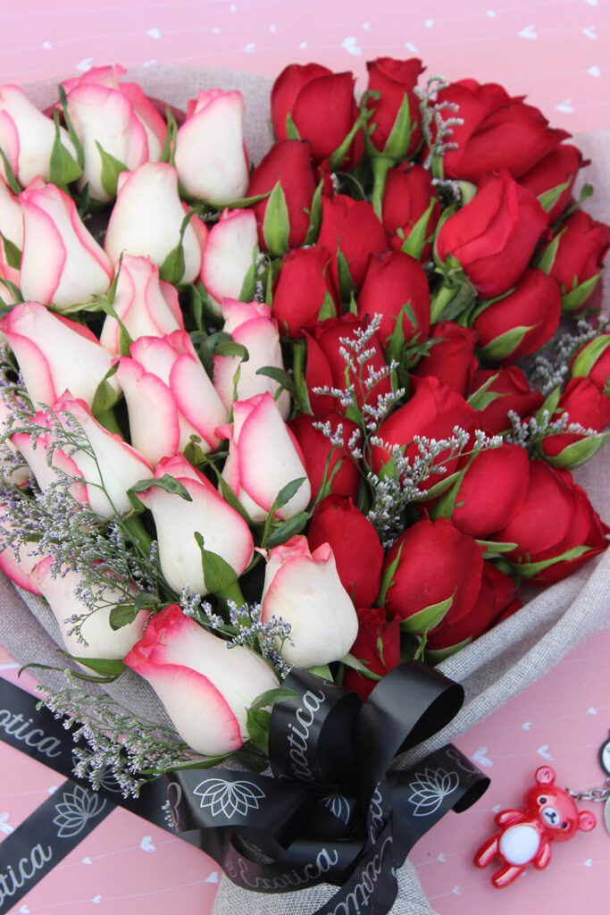 Buy 20 Red & 20 Jumilia Roses Online at Low Prices - Exotica Flower