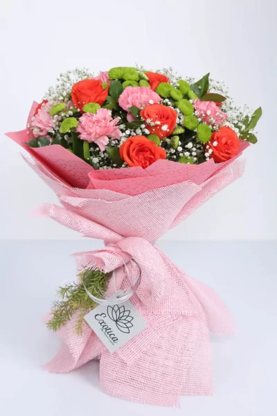 Hand Bunches Roses, Carnations, Daisy & Gypsophila