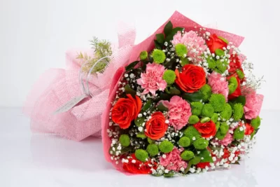 Hand Bunches Roses, Carnations, Daisy & Gypsophila