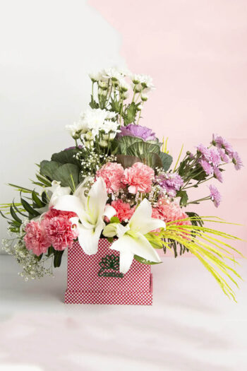 Fresh Flowers Box Brassica, Daisy, Carnation & Gysophilla