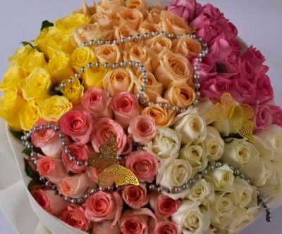 Hand Bunches Colourful Roses