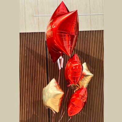 Balloon Bunches Red & Gold Balloons