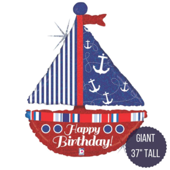 Birthday Nautical B-Day Sailboat Holographic
