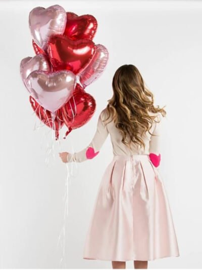 Balloon Bunches Pink & Red Heart Shape Balloons