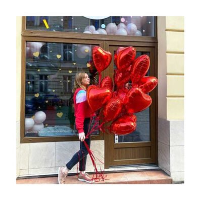 Balloon Bunches Red Heart Balloons with Customized Text