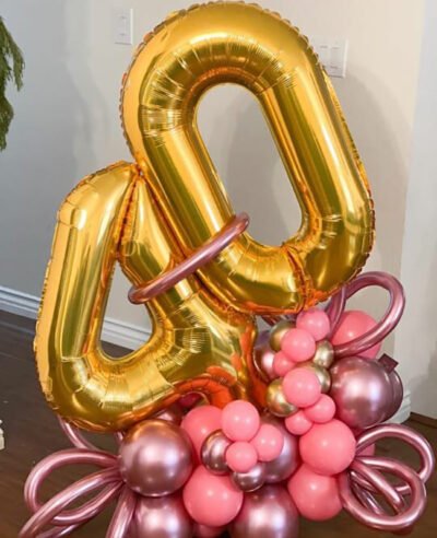Balloon Arrangements Number 40 Foil Balloon & Structure of Latex Balloons