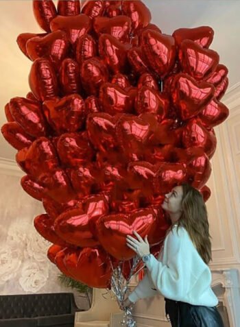Balloon Bunches 90 Red Heart Shape Balloons