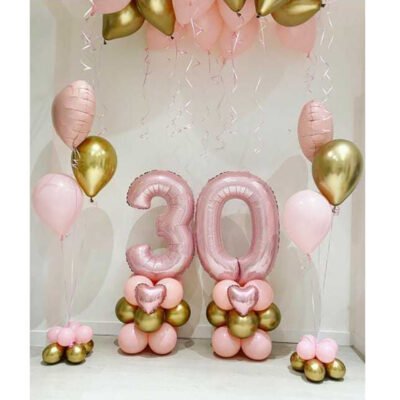 Balloon Arrangements Number 30 Foil Balloons, Latex & Heart Balloons