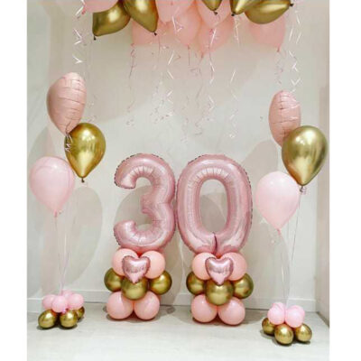 Balloon Arrangements Number 30 Foil Balloons, Latex & Heart Balloons