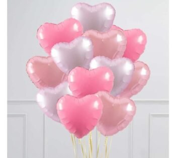 Balloon Arrangements Balloon Bunch Of Bubble Gum, Pastel Pink & Lilac Hearts