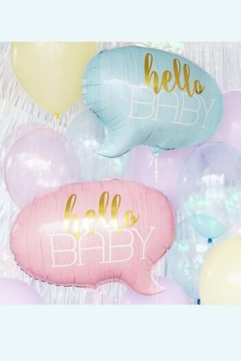 Balloon Arrangements Balloon Bunch Of Hello Baby Pink, Hello Baby Blue With Multy Latex