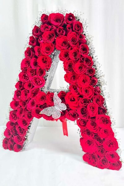 Box Arrangements Flower Box Of Roses With Alphabet ‘A’