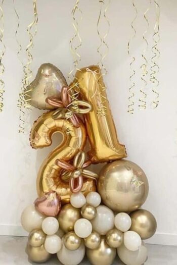 Balloon Arrangements Balloon Arrangement Of Number 21 With Globe & Latex