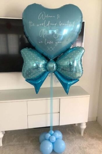 Balloon Arrangements Balloon Bunch Of Big Pastel Blue Heart With Fiocco Celeste & Latex