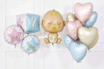 Balloon Bunch of Square Gender Reveal 4D With Hearts & Baby Shape
