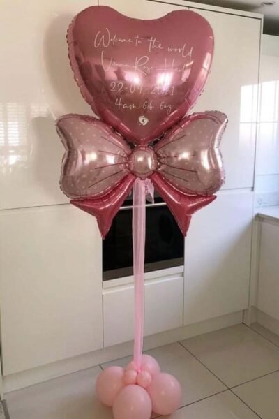 Balloon Arrangements Balloon Bunch Of Rose Gold Bow With Costomized Heart