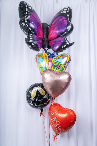 Anniversary Balloon Bunch Of Hearts With Butterflies