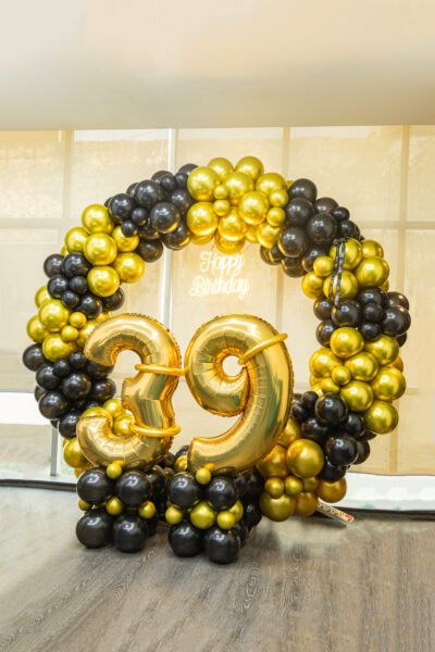 Balloon Arrangements Balloon Structure Of Gold & Black Latex With Gold Number 39