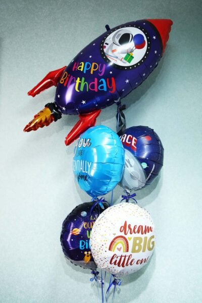 Balloon Arrangements Balloon Bunch Of Round With Birthday Rocket
