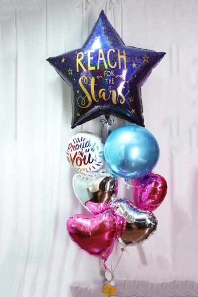Balloon Arrangements Balloon Bunch Of Heart & Round With Big Star