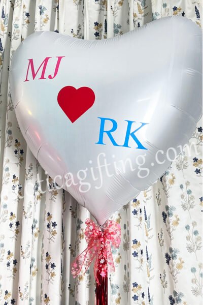 Balloon Arrangements Balloon Bunch of Red & White Heart With Latex