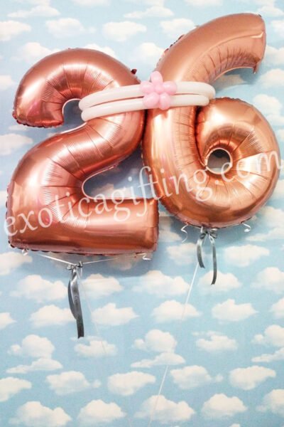 Balloon Arrangements Balloon Bunch Of “26” In Rose Gold With BT
