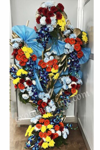 Fresh Flowers Big Wooden Arrangement of Multicolour Gerbera