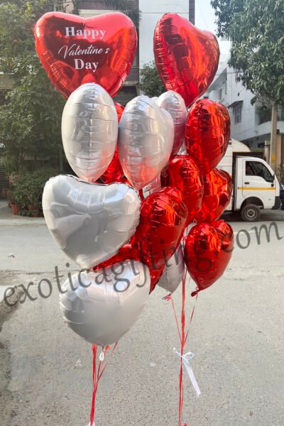 Balloon Arrangements Balloon Bunch Of Love in Red & White Hearts