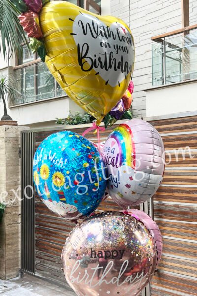 Balloon Arrangements Balloon Bunch Of Ronds With Big Birthday