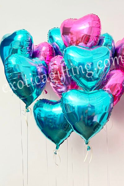 Balloon Arrangements Balloon Bunch of Fuxia & Tiffany Hearts