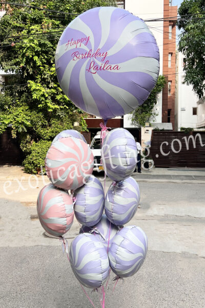 Balloon Arrangements Balloon Bunch Of Matte Pink & Matte Lilac  White Candies