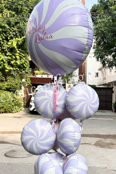 Balloon Arrangements Balloon Bunch Of Matte Pink & Matte Lilac  White Candies