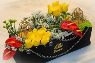 Diwali Flowers Big Box of Roses, Anthuriums, Daisy & Baby Breath